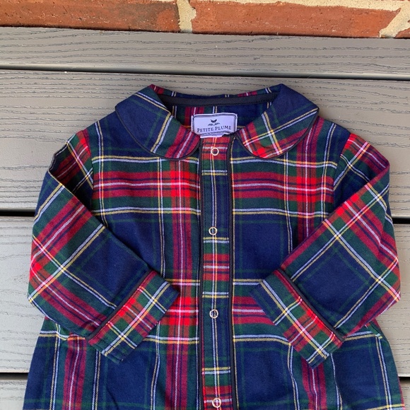 Petite Plume Windsor Tartan Flannel One-Piece Pajamas - Picture 4 of 8